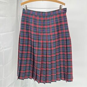 Vintage Wool Plaid Pleated Tartan Skirt Size 16 Edinburgh Made In Scotland Lined